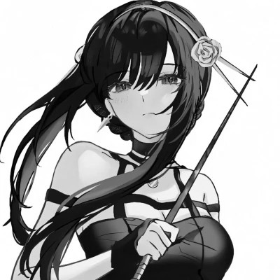 动漫女头像黑白系列