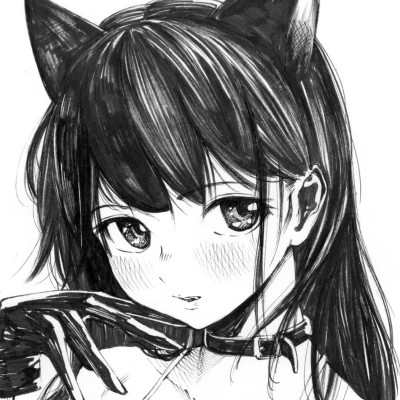 动漫女头像黑白系列