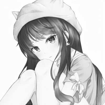 女生头像动漫黑白优质