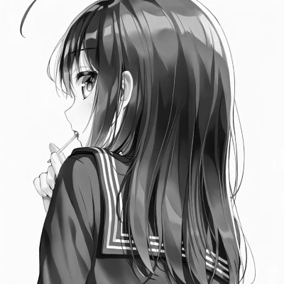 女生头像动漫黑白优质
