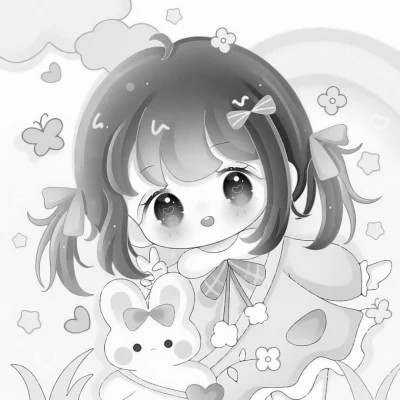 微信头像黑白漫画女生可爱图片
