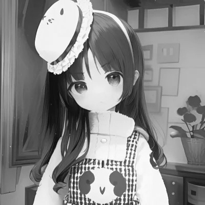 微信头像黑白漫画女生可爱图片