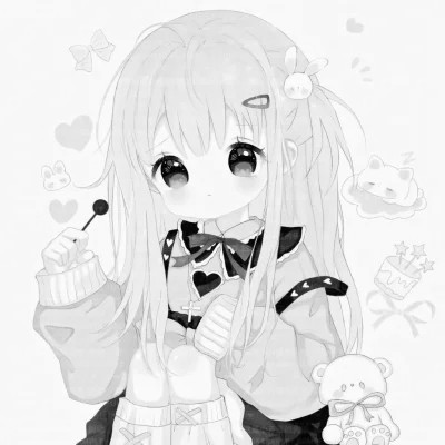 微信头像黑白漫画女生可爱图片