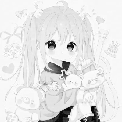 微信头像黑白漫画女生可爱图片