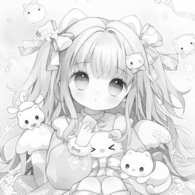 微信头像黑白漫画女生可爱图片