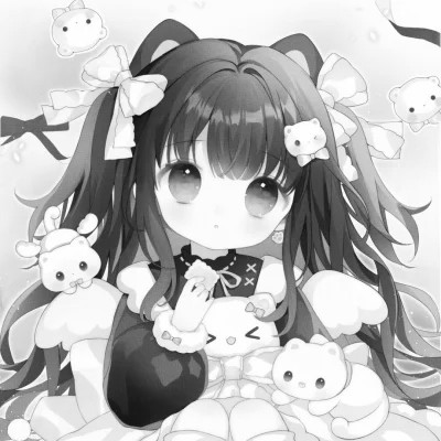 微信头像黑白漫画女生可爱图片