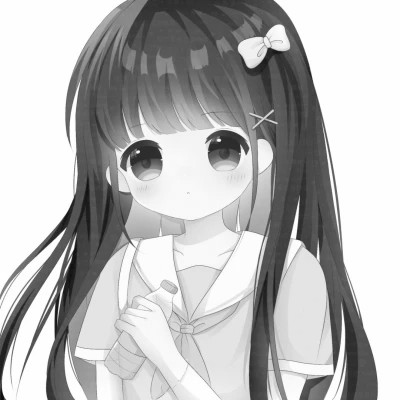 微信头像黑白漫画女生可爱图片