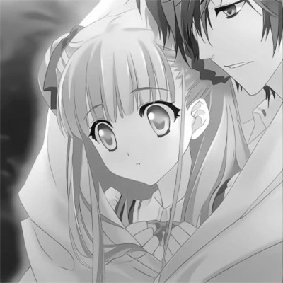 黑白情侣头像一左一右动漫