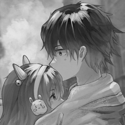 黑白情侣头像一左一右动漫