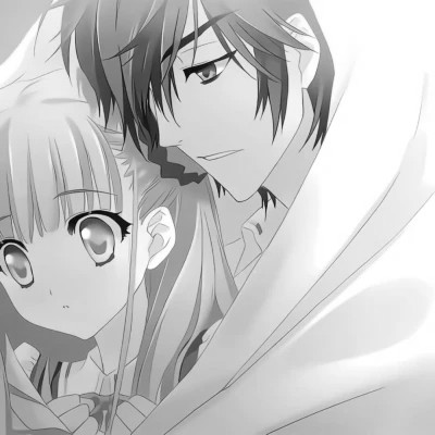 黑白情侣头像一左一右动漫