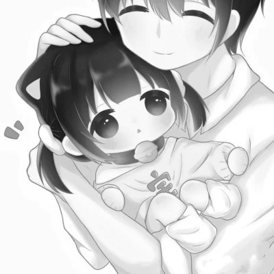 黑白情侣头像一左一右动漫