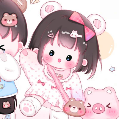 超萌少女心可爱卡通情侣头像