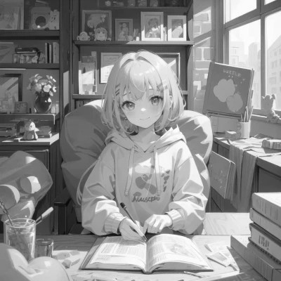 黑白日漫女头像