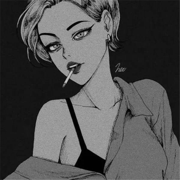 黑白动漫女生成熟个性头像