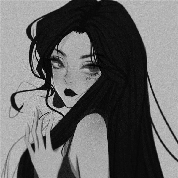 黑白动漫女生成熟个性头像