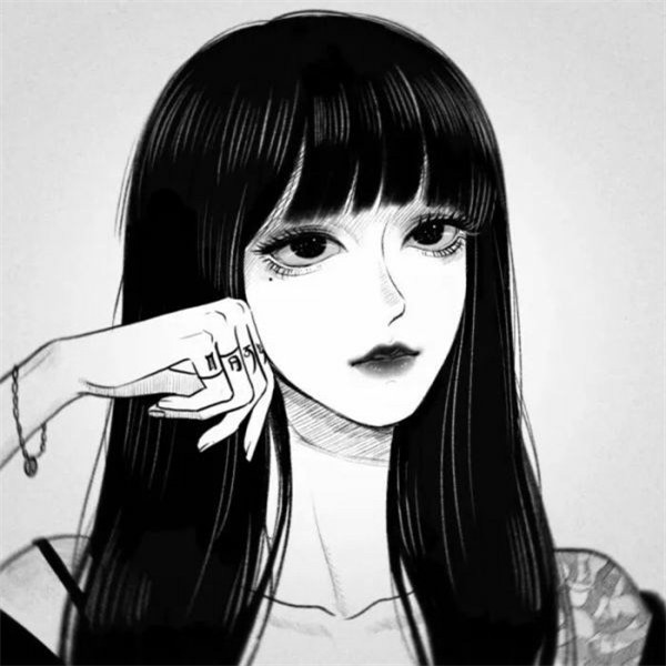 黑白动漫女生成熟个性头像