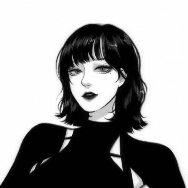 黑白动漫女生成熟个性头像
