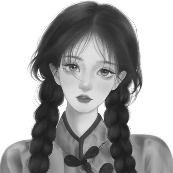 黑白动漫女生成熟个性头像