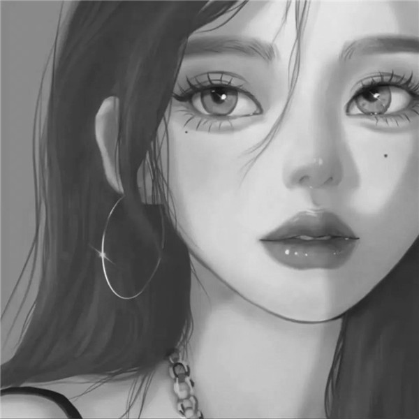 黑白动漫女生成熟个性头像