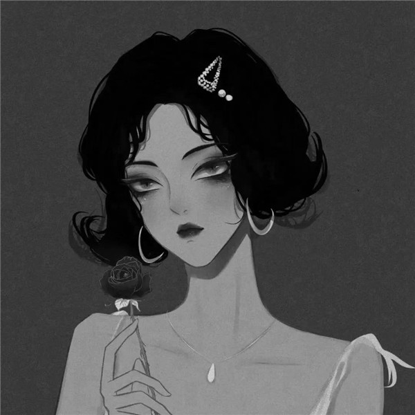 黑白动漫女生成熟个性头像