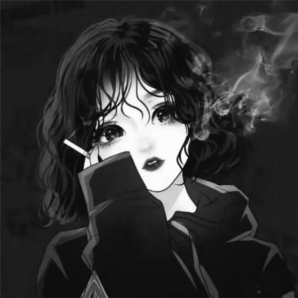 黑白动漫女生成熟个性头像