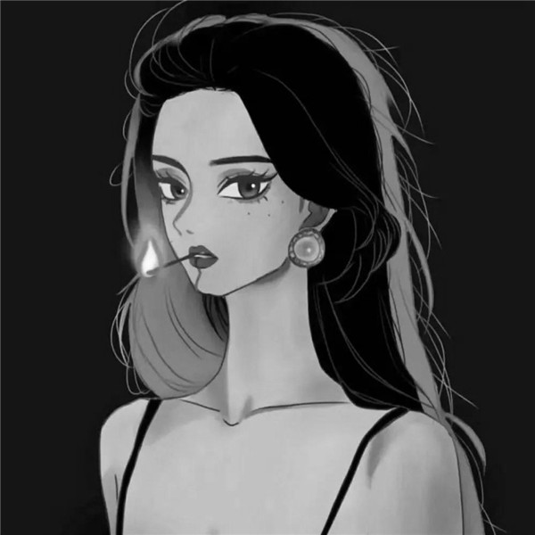 黑白动漫女生成熟个性头像