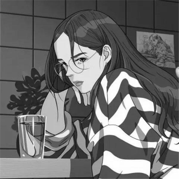 黑白动漫女生成熟个性头像