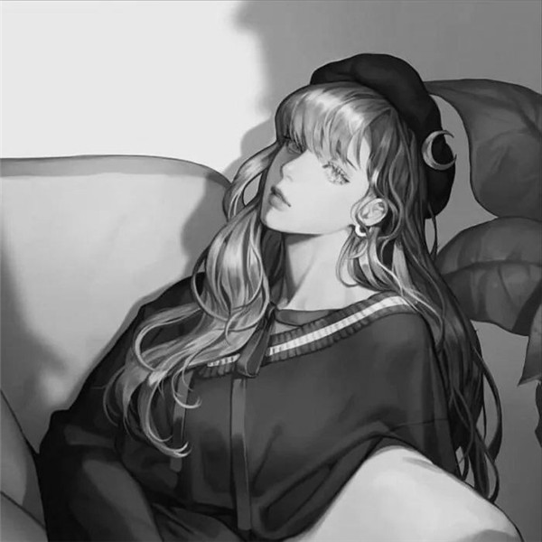 黑白动漫女生成熟个性头像