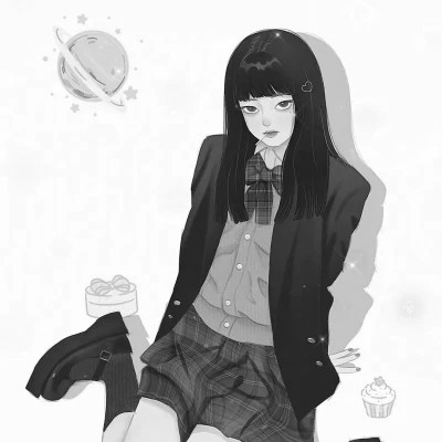 酷拽动漫女头霸气黑白高冷
