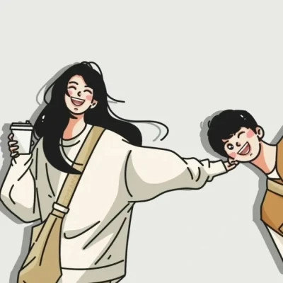 手绘很优质的一男一女情侣头像