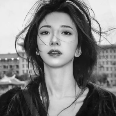 黑白真人女生头像冷艳
