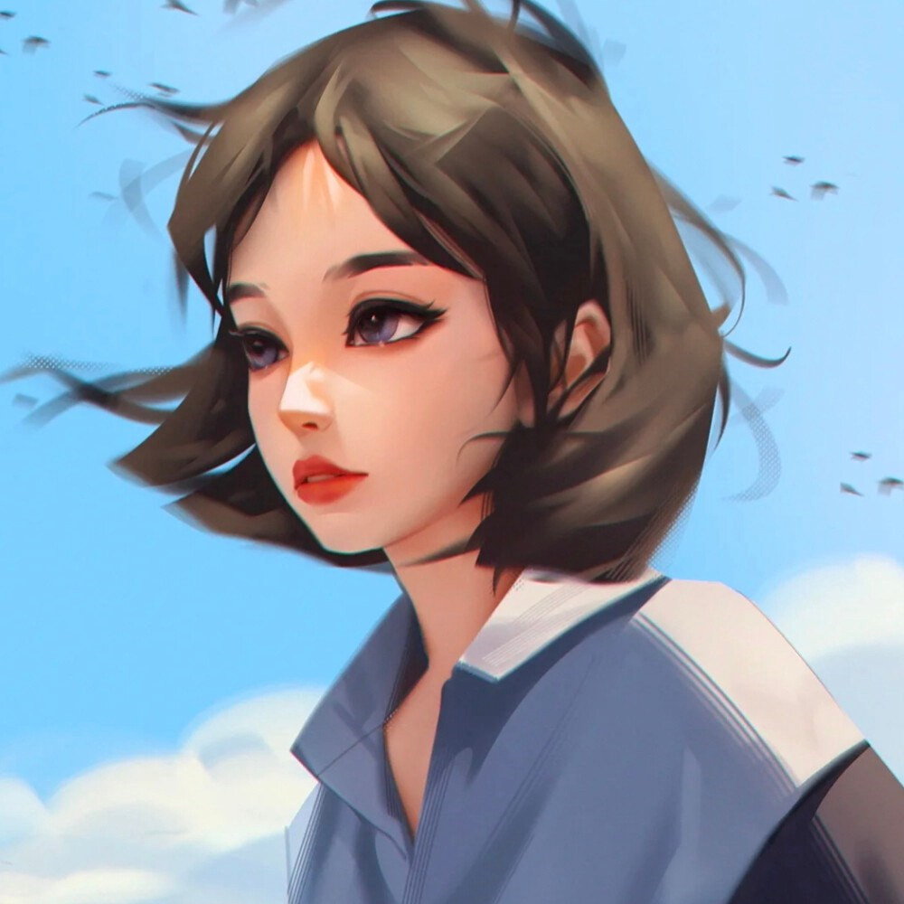超火ins插画女生头像