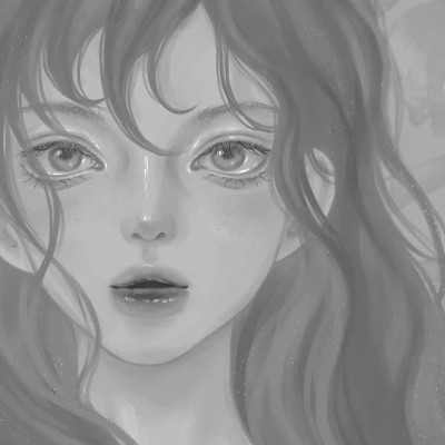 网红手绘黑白图片女生头像