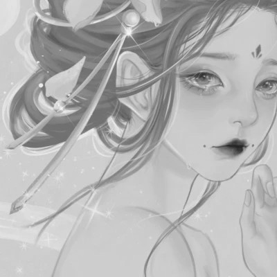 网红手绘黑白图片女生头像