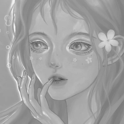 网红手绘黑白图片女生头像