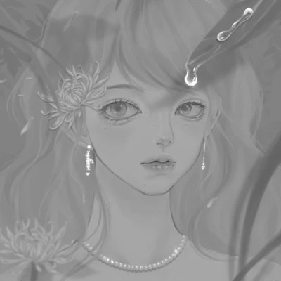 网红手绘黑白图片女生头像