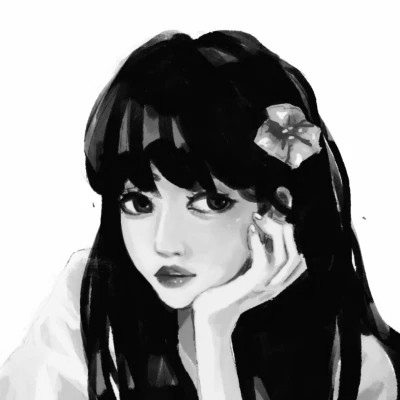 网红手绘黑白图片女生头像