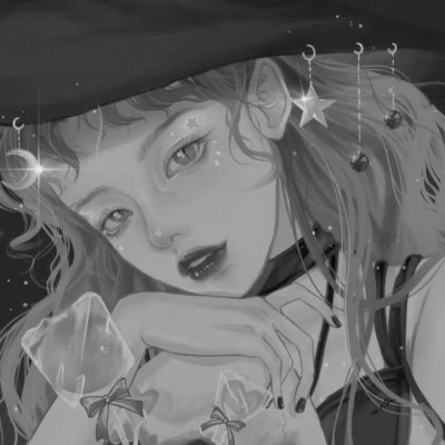 网红手绘黑白图片女生头像