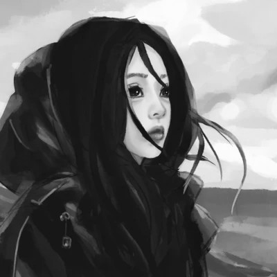 网红手绘黑白图片女生头像