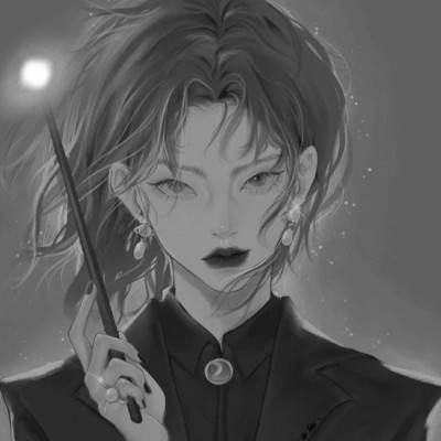 网红手绘黑白图片女生头像