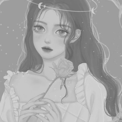 网红手绘黑白图片女生头像