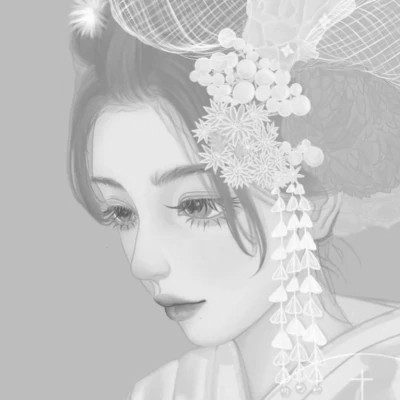 网红手绘黑白图片女生头像