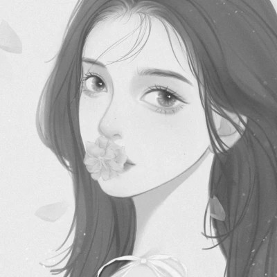 网红手绘黑白图片女生头像