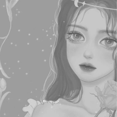 网红手绘黑白图片女生头像
