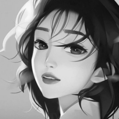 网红手绘黑白图片女生头像