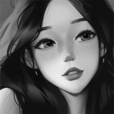 网红手绘黑白图片女生头像