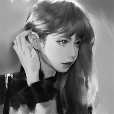 网红手绘黑白图片女生头像