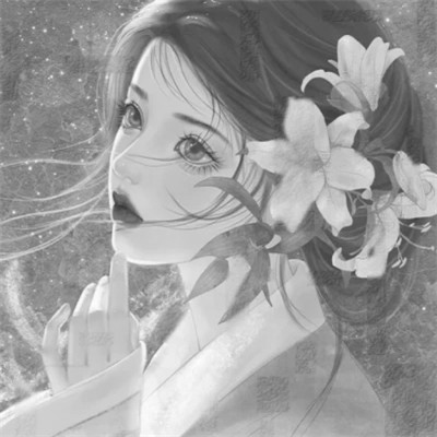 网红手绘黑白图片女生头像