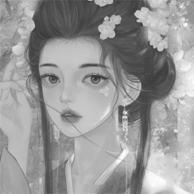 网红手绘黑白图片女生头像