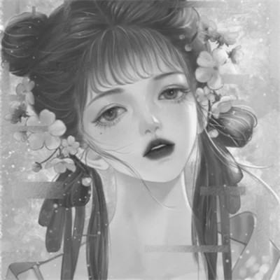 网红手绘黑白图片女生头像